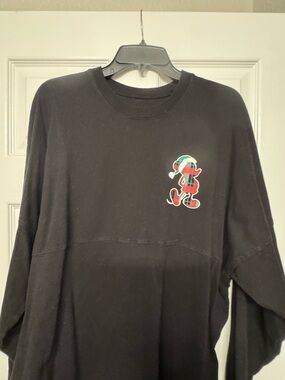 Disney Black Long Sleeve Tee with Festive Plaid Character